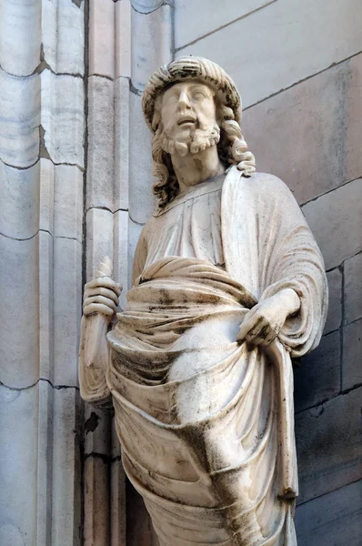 Staty Sankt Fasaden Milanos Katedral Duomo Santa Maria Nascente Milano — Stockfoto