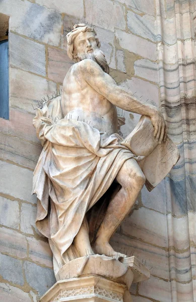 Staty Sankt Fasaden Milanos Katedral Duomo Santa Maria Nascente Milano — Stockfoto
