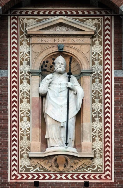 Estatua Sant Ambrogio San Ambrosio Patrón Ciudad Milán Milán Detalle —  Fotos de Stock