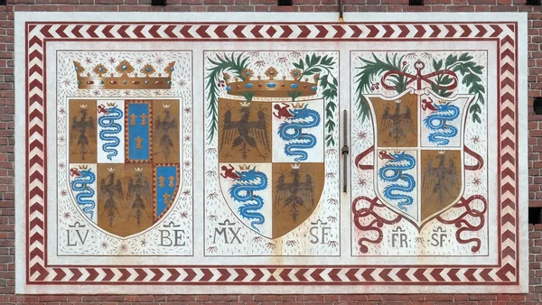 Coat Arms Visconti Family Sforza Castle Century Castello Sforzesco Milan — Stock Photo, Image
