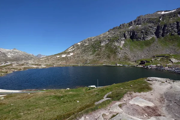 Lago Gotthard Passe Sobre Alpes Suíços Suíça — Fotografia de Stock