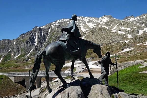 Equestrian Statue General Suvorov Gotthard Pass Switzerland — Stock Photo, Image