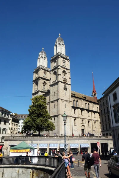 Grossmunster Grote Minster Protestantse Kerk Zurich Zwitserland — Stockfoto