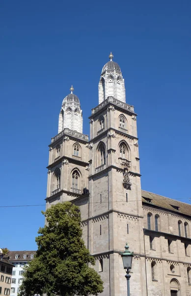 Grossmunster Stor Kirke Protestantisk Kirke Zurich Sveits – stockfoto