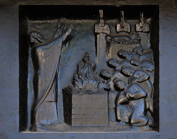 Thou Shalt Have Other Gods Elijah Carmel Relief Door Grossmunster — Stock Photo, Image