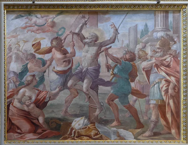 Martyrdom Biagio Casella Fresco Saint Roch Church Lugano Switzerland — Stock Photo, Image