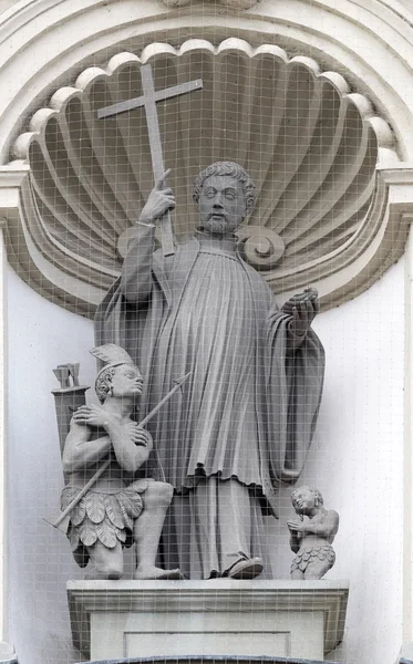 Αγίου Φραγκίσκου Xavier Άγαλμα Στην Πύλη Των Ιησουιτών Εκκλησία Του — Φωτογραφία Αρχείου