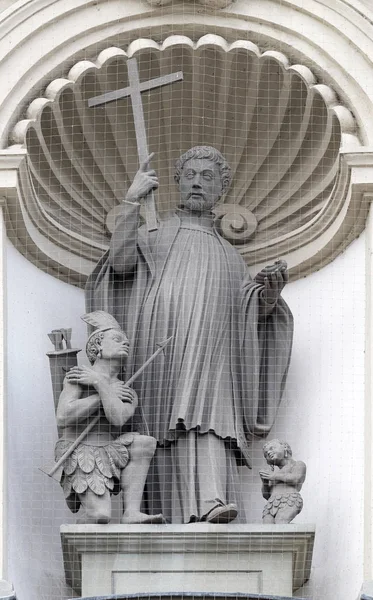 Statue Saint François Xavier Sur Portail Église Jésuite Saint François — Photo