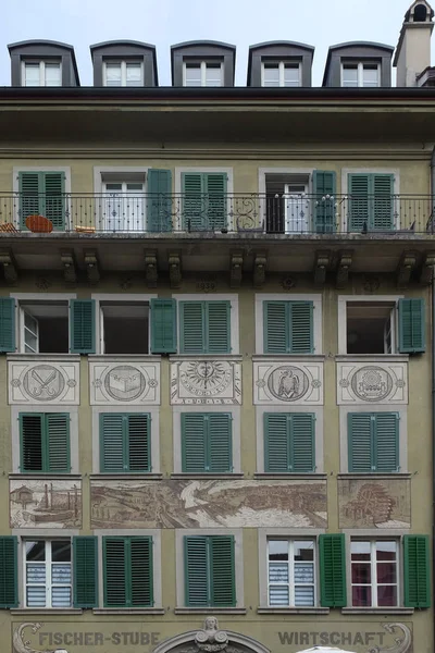 Bela Fachada Pintada Cidade Velha Lucerna Suíça — Fotografia de Stock