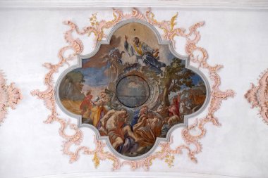 St. Francis, fresk, Cizvit Kilisesi, St Francis Xavier Lucerne, İsviçre tavanda öğretim ve misyoner faaliyetleri