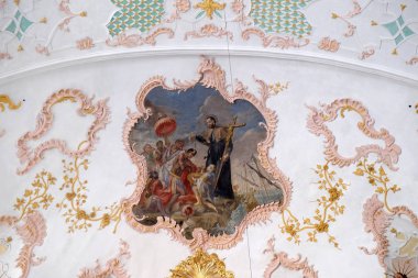 St. Francis fresk, Cizvit Kilisesi, St Francis Xavier Lucerne, İsviçre tavanda Hint kafirler, vaftiz