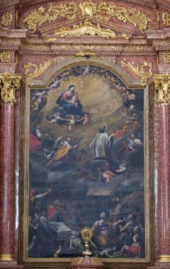 Ana altarltar içinde Cizvit Kilisesi, St Francis Xavier Lucerne, İsviçre