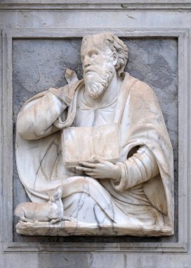 Aziz Luke Portal Evangelist kabartma Katedrali Saint Lawrence Lugano, İsviçre