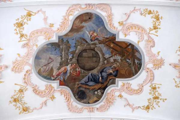 Смерть Святого Франциска Написанная Мбаппе Потолке Иезуитской Церкви Святого Франциска — стоковое фото