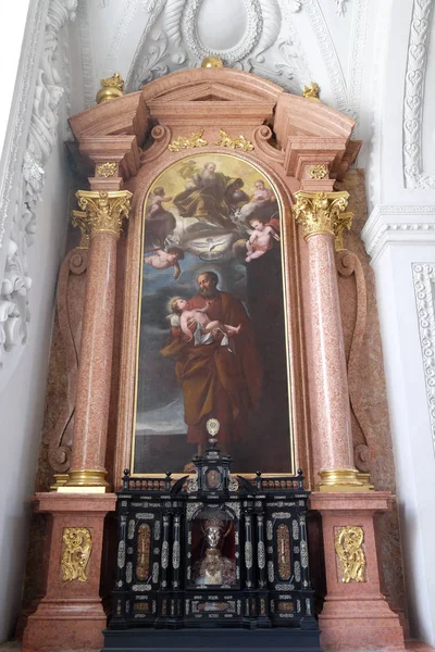 瑞士卢塞恩圣弗朗西斯 哈维尔耶稣会教堂的圣约瑟夫祭坛 — 图库照片