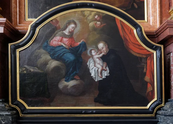 Sankt Stanislaus Kostka Reciving Barnet Jesus Tillbedjan Magina Altaret Jesuit — Stockfoto
