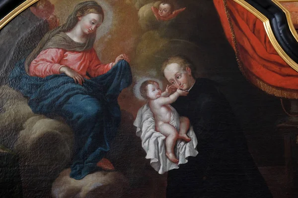 San Stanislao Kostka Reciving Baby Jesus Adorazione Dell Altare Magi — Foto Stock