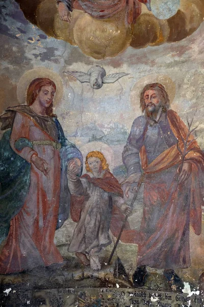Svatá Rodina Freska Kostele Leodegar Lucerne Švýcarsko — Stock fotografie