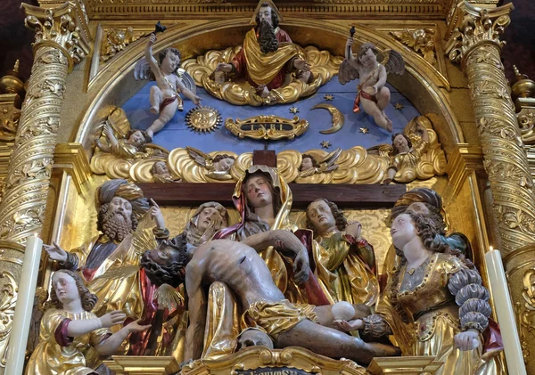 マリアは彼女の膝像はルツェルン スイス連邦共和国の聖 Leodegar 教会での魂の祭壇祭壇の上にキリストの体 — ストック写真