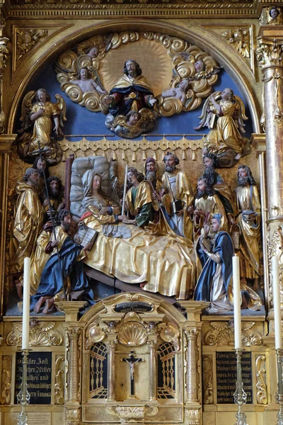 Śmierć Marii Panny Wniebowzięcia Najświętszej Maryi Panny Ołtarza Kościele Leodegar — Zdjęcie stockowe