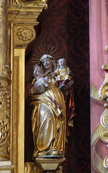 Saint Anne Houdt Jezus Maagd Maria Standbeeld Het Altaar Van — Stockfoto