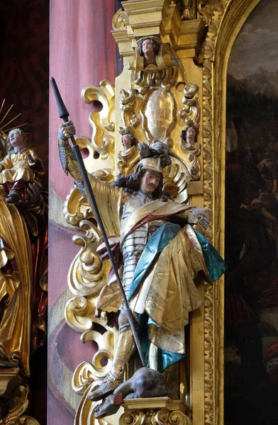 Posąg Świętego Jerzego Ołtarzu Kościele Leodegar Lucerna Szwajcaria — Zdjęcie stockowe