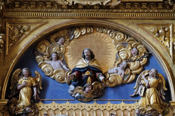Jésus Christ Assomption Vierge Marie Autel Dans Église Saint Léodegar — Photo