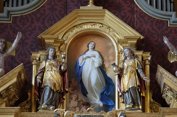 Wniebowzięcia Maryi Panny Ołtarza Kościele Leodegar Lucerna Szwajcaria — Zdjęcie stockowe
