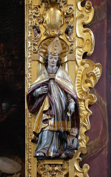 Saint Martin Standbeeld Het Altaar Van Sint Leodegarius Kerk Van — Stockfoto