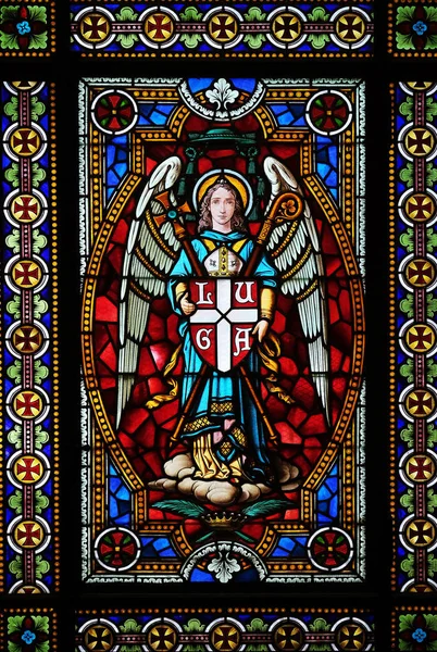 Engel Glasfenster Der Kathedrale Des Heiligen Gesetzes Lugano Schweiz — Stockfoto