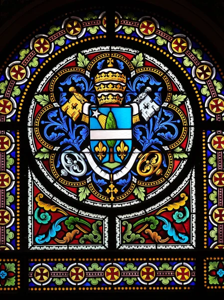 Stained Glass Window Cathedral Saint Lawrence Lugano Switzerland — Stock Photo, Image