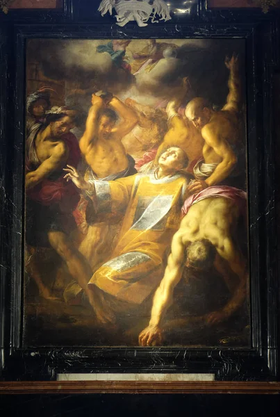 Altare Santo Stefano Protomartire Nella Cattedrale San Lorenzo Lugano Svizzera — Foto Stock