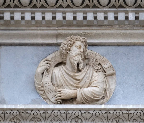 Prophet Jeremiah Relief Portal Cathedral Saint Lawrence Lugano Switzerland — Stock Photo, Image