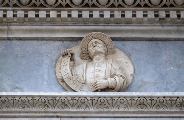 Profeta Amos Alívio Portal Catedral São Lourenço Lugano Suíça — Fotografia de Stock