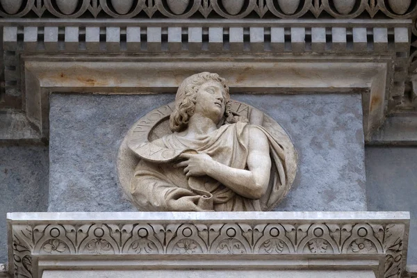 Prophet Daniel Relief Auf Dem Portal Der Laurentius Kathedrale Lugano — Stockfoto