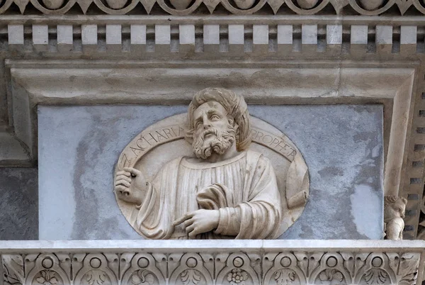 Prophet Zechariah Relief Auf Dem Portal Der Laurentius Kathedrale Lugano — Stockfoto