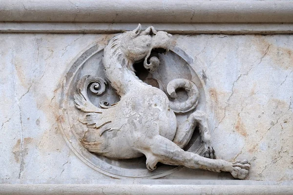 Relief Portal Cathedral Saint Lawrence Lugano Switzerland — Stock Photo, Image