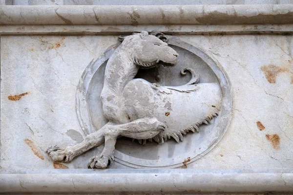 Relief Portal Cathedral Saint Lawrence Lugano Switzerland — Stock Photo, Image