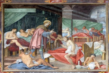 Sahne Marco Antonio Pozzi, Lugano, İsviçre Saint Roch kilisede fresk tarafından Saint Roch'ın yaşam