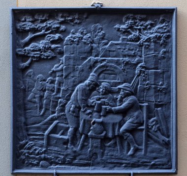 Balıkçılar adada, Lake Maggiore, İtalya'nın ünlü Borromeo adaların Trattoria işareti