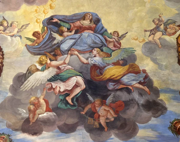 Κοίμηση Της Θεοτόκου Τοιχογραφία Του Θόλου Του Marco Antonio Pozzi — Φωτογραφία Αρχείου