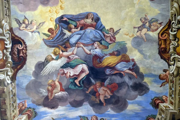 Assomption Vierge Marie Fresque Voûte Marco Antonio Pozzi Dans Église — Photo