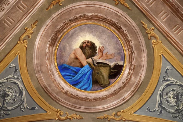 Άγιος Λουκάς Ευαγγελιστής Ταβάνι Τοιχογραφία Στην Εκκλησία Του Αγίου Νικητής — Φωτογραφία Αρχείου