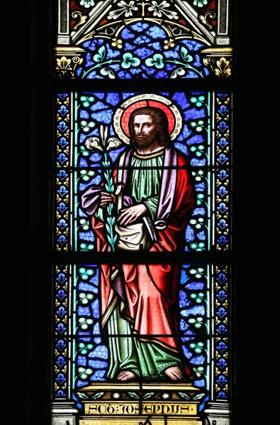 Saint Joseph Stained Glass Window Parish Church Saint Mark Zagreb — Stock Photo, Image