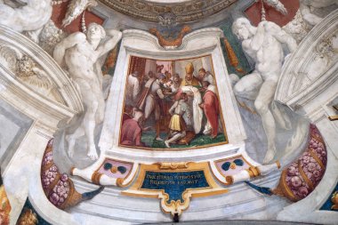 Bölüm Cosimo yaşam ben de ' Medici fresk tarafından Bernardino Pocetti Ospedale degli INNOCENTI - dış Atari, Florence, İtalya