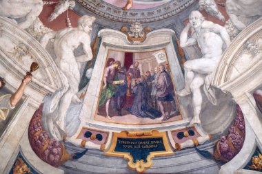 Bölüm Cosimo yaşam ben de ' Medici fresk tarafından Bernardino Pocetti Ospedale degli INNOCENTI - dış Atari, Florence, İtalya