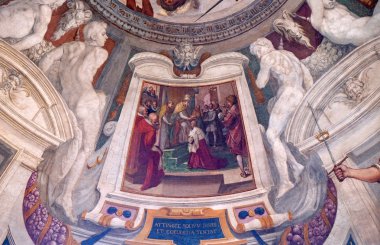 Bölüm Cosimo yaşam ben de ' Medici fresk tarafından Bernardino Pocetti Ospedale degli INNOCENTI - dış Atari, Florence, İtalya