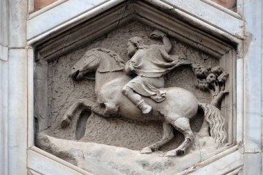 Alegori Pisano, Cattedrale di Giotto Campanile üzerinde kabartma atölyeden avcılık Santa Maria del Fiore (katedral Saint Mary çiçek), Floransa, İtalya