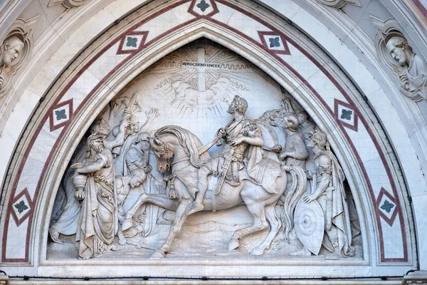 Sculpted Lunette Containing Scene Depicting Vision Constantine Emilio Zocchi Right — Stock Photo, Image