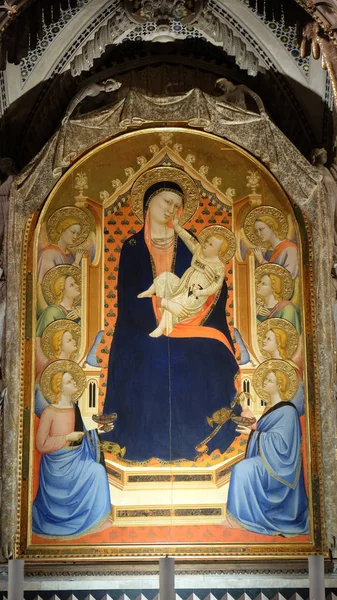 Madonna Child Bernardo Daddi Retablo Iglesia Orsanmichele Florencia Toscana Italia — Foto de Stock